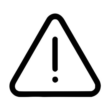 Uyarı sembolünün basit, cesur, siyah çizgi sanat simgesi. Beyaz bir arka planda izole edilmiş, tehlike, dikkat ve alarmları temsil eden, üçgen bir çerçeve içinde bir ünlem işareti içerir..