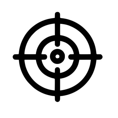 Hedefli bir sembolün minimalist çizgisi çizimi. Ticarette veya sporda hassasiyet, hedefler, doğruluk ve stratejik odaklanma gibi kavramları temsil eder.