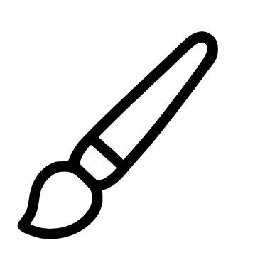 Boya fırçasının minimalist siyah beyaz vektör simgesi. Bu basit çizgi sanat sembolü grafik tasarımı veya web kullanımı için resim, çizim, sanat ve yaratıcılığı temsil etmektedir..