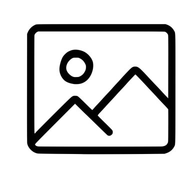 Dağları ve yuvarlak kare bir çerçevenin içindeki güneşi olan basit bir manzara simgesi. Resim, galeri veya resim yer tutucu için minimalist bir sembol.