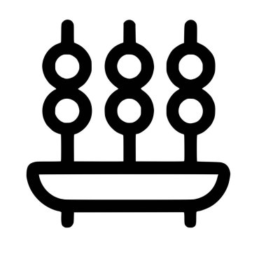 Bir minimalist vektör grafik ikonu dango ya da kasede dinlenen köfte gibi üç şişe yiyecek gösteriyor. Web ve uygulama tasarımı için beyaz bir arkaplanda izole edilmiş.