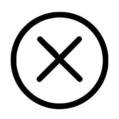 Simple flat line icon of a cross or X mark inside a circle. Represents closing, deleting, canceling, or an error. Isolated vector graphic on a white background.