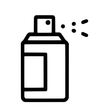 Bir sprey şişesinin basit siyah ana hatlı vektör simgesi. Boya, deodorant, saç spreyi ya da oda spreyi gibi ürünleri temsil ediyor. Web ve yazdırma için minimalist grafik tasarım ögesi.