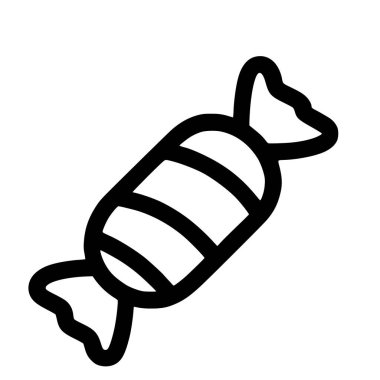 Basit bir siyah beyaz çizgi şekeri ikonu. Bu minimalist grafik düz bir arka planda izole edilmiş, kıvrımlı uçlu ve çizgili bir desen içeriyor..