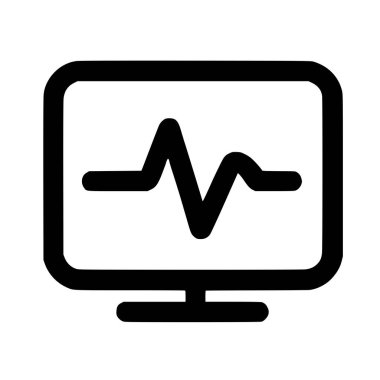 Tıbbi kalp atışı, EKG ya da nabız dalgalanması gösteren basit bir bilgisayar ekranı ya da monitör simgesi. Sağlık izleme ve tıbbi teknolojiyi temsil ediyor.
