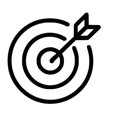 Hedefin minimalist bir sanat simgesi. Hedefe ok saplanmış. Bu grafik başarı, doğruluk, başarı, odaklanma ve hedefe ulaşma gibi kavramları temsil eder..