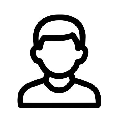 Genel, suratsız ya da kullanıcının temiz ve basit bir siyah taslak simgesi. Bu vektör grafiği UI tasarımı için bir profil, avatar veya hesap sembolünü temsil eder.