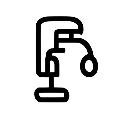 Ayarlanabilir masa lambasının temiz ve basit bir sanat simgesi. Bu minimalist vektör grafiği aydınlanma, çalışma, çalışma ve ofis ekipmanlarını temsil eder..