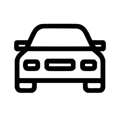 Önden gösterilen minimalist bir araba simgesi. Bu basit siyah ana hatlı vektör grafiği web tasarımı, uygulamalar ve ulaşımla ilgili kavramlar için mükemmeldir..