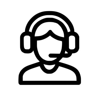 Yardımcı bir ajan veya operatörün minimalist vektör grafiği. Bu izole sembol ağ ve iletişim veya destek bölümleri için uygulama arayüzleri için mükemmeldir.