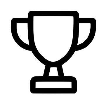 Zaferi, başarıyı ve başarıyı simgeleyen bir kupa simgesinin minimalist siyah ana hatları. Beyaz bir arkaplanda izole edilmiş, ağ ve uygulama tasarımı için mükemmel.