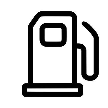 Bir yakıt dağıtıcısının minimalist vektör grafiği. Bu izole çizgi sanat sembolü bir benzin istasyonu, mazot ve otomotiv endüstrisini temsil ediyor..