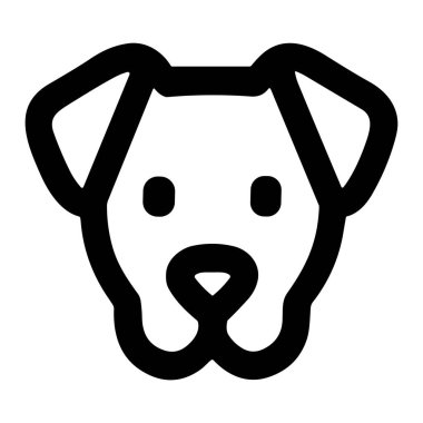Bir köpeğin yüzünün minimalist ve modern vektör çizimi. Bu basit siyah taslak simgesi hayvanlarla ilgili web siteleri, uygulamalar ve logolar için mükemmeldir.