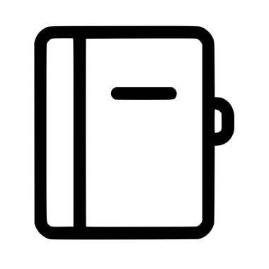 Kapalı bir kitap, günlük ya da günlük tasvir eden minimalist bir vektör simgesi. Temiz tasarım bir omurga, kapak ve web ve uygulama arayüzleri için uygun küçük bir sekme içerir.