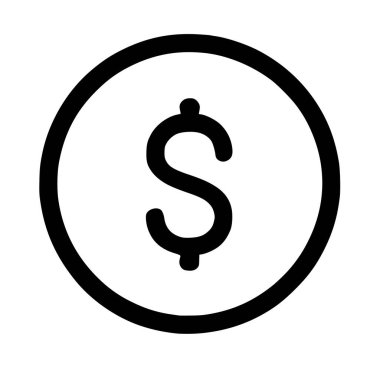 Çember içindeki bir dolar işaretinin basit ve temiz bir sanat simgesi. Bu çok yönlü sembol para, finans, para, ödeme ve ekonomik kavramları temsil eder..