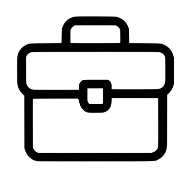 Bir evrak çantasının minimalist taslak simgesi, iş, iş ve iş hayatını sembolize ediyor. Beyaz bir arkaplanda izole edilmiş, ağ ve uygulama tasarımı için mükemmel.