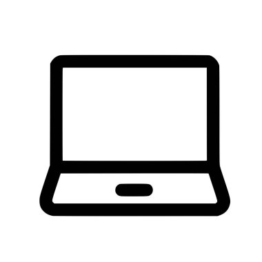 Dizüstü bilgisayarı temsil eden temiz ve modern bir sanat simgesi. Bu basit vektör grafiği kullanıcı arayüzü tasarımı, web siteleri ve dijital ortam projeleri için mükemmeldir.