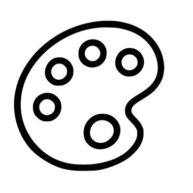 Bir ressam paletinin minimalist vektör grafiği. Bu siyah beyaz taslak simgesi sanat, yaratıcılık ve tasarım temaları için mükemmeldir..
