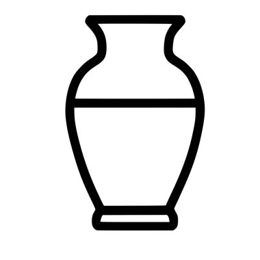 Geleneksel vazo ya da vazoyu tasvir eden minimalist bir siyah çizgi sanat ikonu. Basit, temiz tasarım projesi için mükemmel, sade beyaz bir arkaplanda izole edilir..