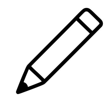 Kalemin minimalist siyah beyaz vektör çizimi. Bu basit çizgi simgesi yazma, çizim, düzenleme, eğitim ve yaratıcılığı temsil ediyor. Beyaz bir arkaplanda izole edilmiş.