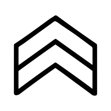 Askeri rütbe simgesinin basit bir siyah çizgi sanat simgesi. Bu iki şeritli sembol tipik olarak Onbaşı 'nın ordudaki veya diğer silahlı kuvvetlerdeki rütbesini simgeler..