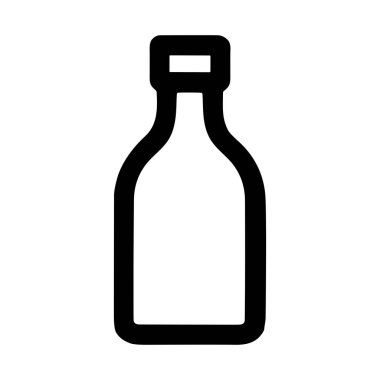 Şişenin minimalist vektör grafiği. Bu çizgi sanat ikonu, içecekler, içecekler veya kaplar için temiz ve modern bir sembol oluşturan kalın siyah bir ana hatlara sahiptir..