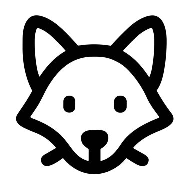 Bir tilki yüzünün basit ve modern siyah çizgi sanat simgesi. Bu temiz, minimalist vektör grafiği yaban hayatı ve doğayı temsil eden bir logo, sembol veya web tasarımı için mükemmeldir..