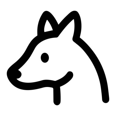 Bir köpek kafasının minimalist siyah çizimi. Bu basit, elle çizilmiş ikon bir köpeği, kurdu ya da tilkiyi temsil edebilir. Bir logo veya pictogram için izole vektör grafik ögesi.