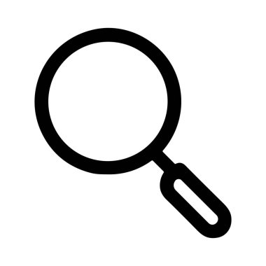 Büyütecin minimalist siyah çizgili sanat simgesi. Bu basit grafik arama, bulma, yakınlaştırma, analiz ve araştırmayı temsil ediyor. Temiz beyaz bir arkaplanda izole edilmiş..