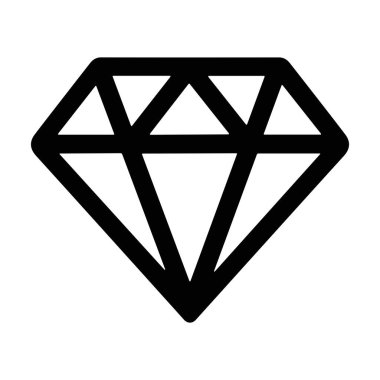 Yüzü düz, minimalist bir simge olarak sunulan siyah bir elmas çizgisi. Bu temiz, geometrik grafik lüksü, değeri ve mükemmelliği temsil ediyor..