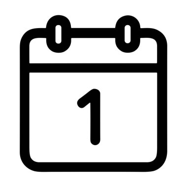 Bir takvim sayfasının ortasında bir numara olan minimalist satır simgesi. Bu basit siyah hat grafiği ilk günü, teslim tarihini ya da önemli bir randevuyu temsil eder..