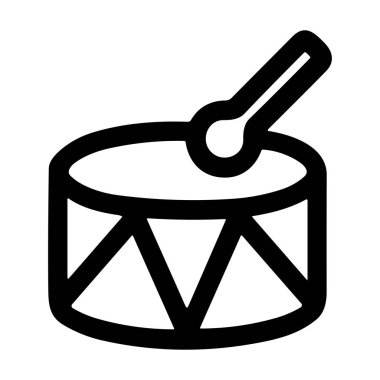 Basit bir davulu tek bir bagetle tasvir eden minimalist ve koyu siyah bir taslak ikonu. Bu vektör grafik perküsyon, müzik ve ritmi bembeyaz arka planda izole edilmiş, temiz ve modern bir şekilde temsil eder..