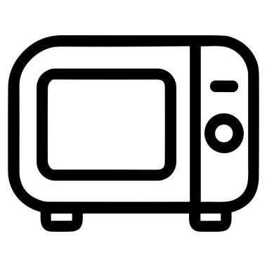 Mikrodalga fırının basit ve temiz bir taslak simgesi. Bu vektör grafiği, beyaz arka planda izole edilmiş ısıtma ve yemek pişirmede kullanılan ortak bir mutfak aletini temsil ediyor..