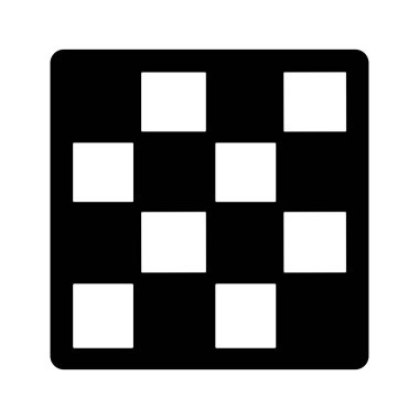 Siyah kare simgesi, yuvarlak köşeli, sıralı siyah ve beyaz karelerden oluşan 4 'e 4 bir ızgaraya sahip klasik bir dama tahtası ya da satranç tahtası deseni oluşturur..