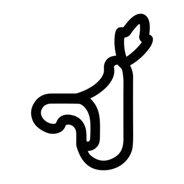 Bir parça kızarmış karides ya da tempura temsil eden temiz ve modern bir siyah çizgi ikonu. Bu minimalist grafik menüler, yemek uygulamaları veya deniz ürünleri markaları için mükemmeldir..