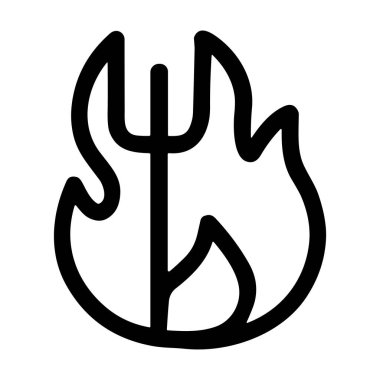 Üç çatallı mızrağın basit siyah bir çizgisi ya da ateşle çevrili şeytan tırmığı. Bu sembol cehennemi temsil ediyor, şeytanları, ve beyaz bir arka planda izole edilmiş yeraltı dünyasını..