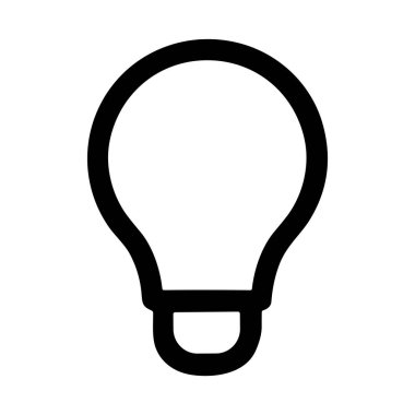 Bir ampulün minimalist vektör grafiği. Bu basit taslak sembol yaratıcılığı, ilhamı, elektriği ve parlak fikirleri temsil ediyor. Beyazda izole edilmiş.