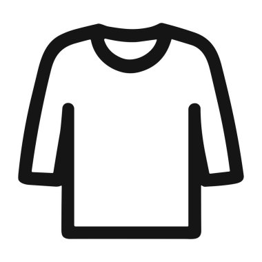 Uzun kollu gömlek ya da kazağın basit ve modern siyah çizgi simgesi. Bu minimalist vektör grafiği giysi, giysi ve modayı temsil eder. Beyaz bir arkaplanda izole edilmiş.