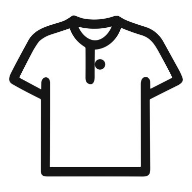 Kısa kollu polo gömlekli, yakalı ve iki düğmeli bir minimalist çizgi ikonu. Beyaz arkaplanda izole vektör grafiği.