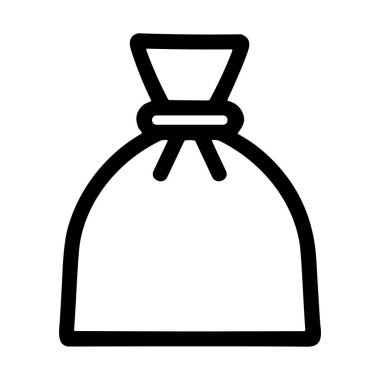 Çöp torbasını ya da çöp torbasını gösteren minimalist bir vektör simgesi. Basit siyah tasarım, çeşitli kullanımlar için uygun, temiz beyaz bir arkaplan üzerinde izole edilir.