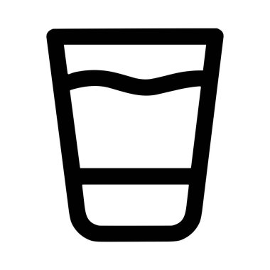 Dalgalı bir sıvıyla içki bardağının simgesi. Beyaz arkaplanda izole edilmiş, web ve uygulama tasarımı için mükemmel minimalist vektör grafiği.