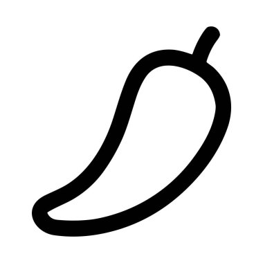 Sıcak kırmızı biberin minimalist vektör çizimi. Bu basit siyah çizgili grafik baharat, ısı ve lezzeti temsil ediyor, yiyeceklerle ilgili tasarımlar için mükemmel..