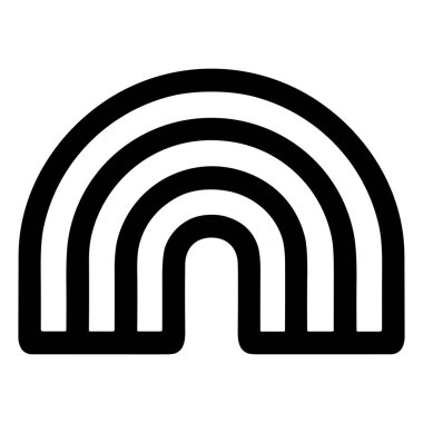 Basit ve modern bir siyah beyaz gökkuşağı ikonu. Bu minimalist grafik bir kemer oluşturan kalın ve temiz çizgiler içeriyor, logolar, piktogramlar ve kullanıcı arayüzleri için mükemmel..