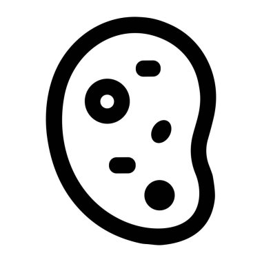 Bakteri ya da amip gibi tek hücreli bir organizmanın minimalist vektör simgesi. Bu yalıtılmış tek renkli grafik bilim, biyoloji ve tıbbi temalar için uygundur..