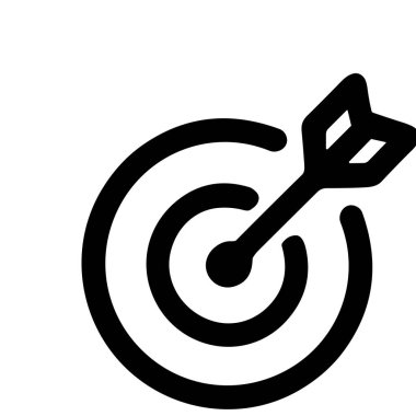 Hedefin tam merkezine isabet eden bir ok ya da oku gösteren basit bir grafik simgesi. Bu vektör çizimi başarıyı, başarıyı, hedefleri ve kesinliği sembolize eder.