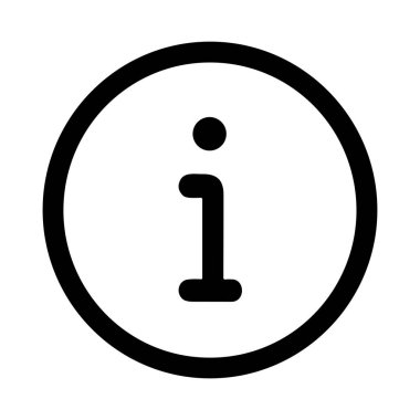 Bir bilgi sembolünün minimalist siyah beyaz grafiği. İkonun içinde kalın bir çemberin içine koyduğum, temiz beyaz bir arkaplanda izole edilmiş küçük bir harf var. Web ve uygulama tasarımı için vektör illüstrasyonu.