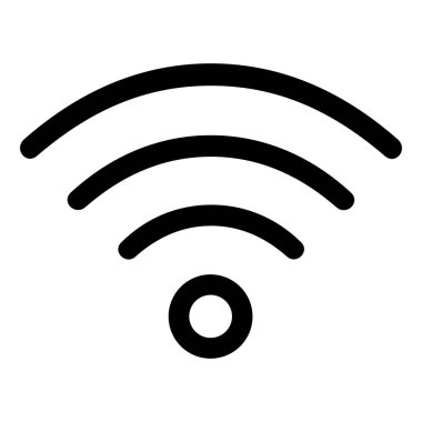 A minimalist vector illustration of a Wi-Fi symbol, representing wireless internet connectivity, network access, and modern communication technology.