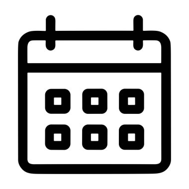 Günlerce süren minimalist takvim çizgisi simgesi. Bu vektör grafiği kullanıcı arayüzü tasarımı, web siteleri ve programlama olayları, randevular veya son teslim tarihleri için mükemmeldir.