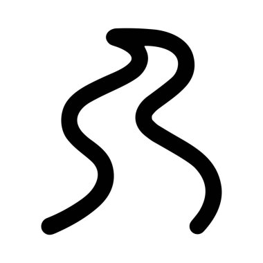 Basit bir el dikey kıvrımlı ya da yılan şeklinde çizilmiş. Bu soyut grafik dumanı, buharı, akan bir akıntıyı veya dolambaçlı bir yolu sembolize edebilir. Vektör simgesi.
