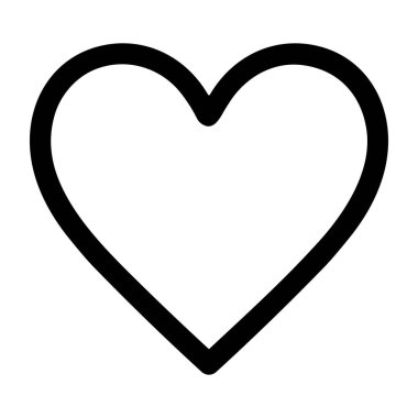Bir kalp sembolünün temiz ve basit siyah bir çizgisi. Bu minimalist çizgi sanat ikonu aşk, romantizm ve sevgiyi temsil ediyor. Web ve grafik tasarımı için mükemmel.